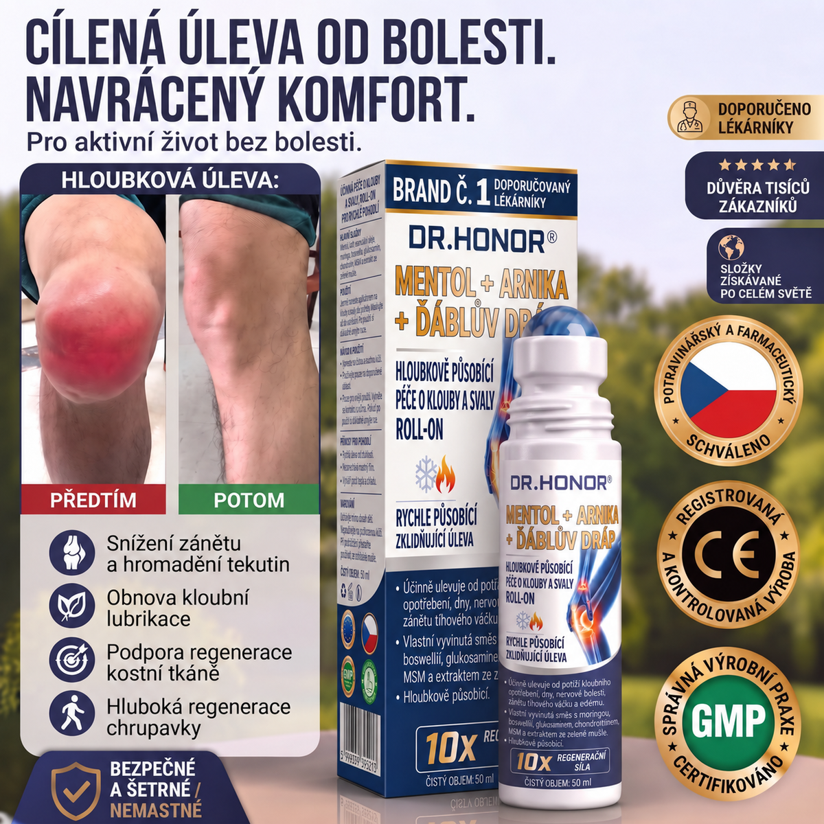 💥💥DR.HONOR® Menthol · Arnika · Ďáblův dráp 10 v 1 Roll-on pro péči o klouby a svaly | Na dnu, ztuhlost kloubů, otoky a bolesti svalů | Rychle se vstřebává, nezanechává mastný pocit