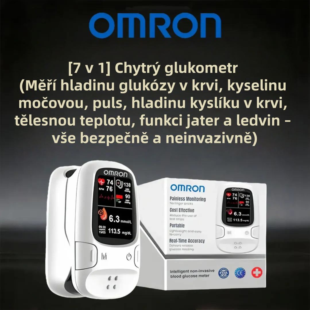✅[7 v 1] Chytrý glukometr (Měří hladinu glukózy v krvi, kyselinu močovou, puls, hladinu kyslíku v krvi, tělesnou teplotu, funkci jater a ledvin – vše bezpečně a neinvazivně)