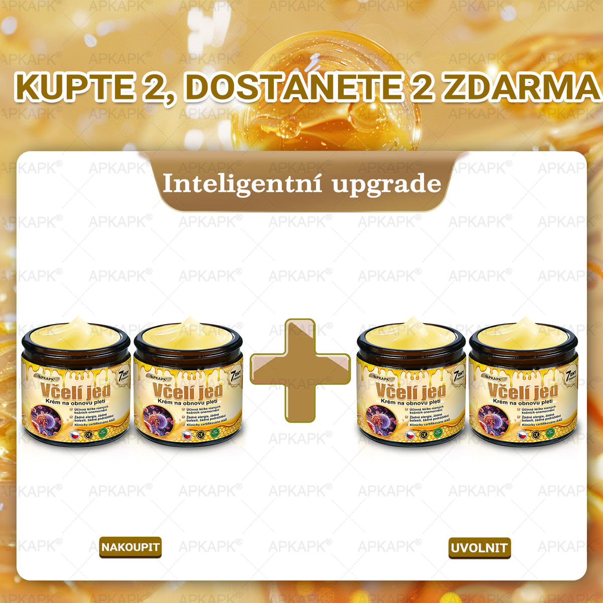 👩‍⚕️ Dermatologicky testováno 🐝 APKAPK® Včelí jed krém pro obnovu pleti – péče o vrásky, jizvy, skvrny a nedokonalosti