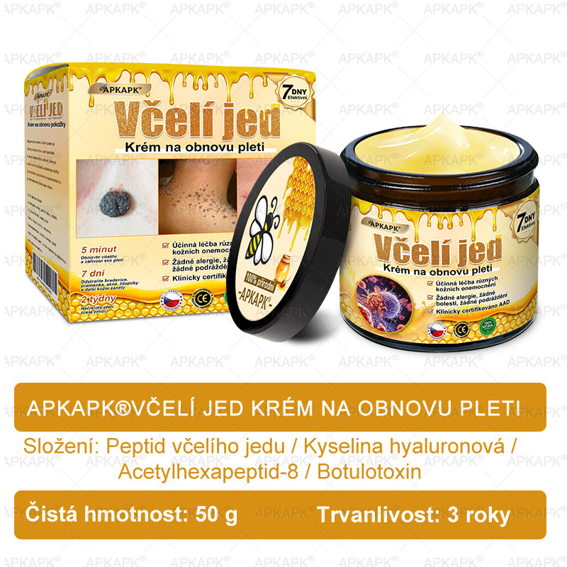 👩‍⚕️ Dermatologicky testováno 🐝 APKAPK® Včelí jed krém pro obnovu pleti – péče o vrásky, jizvy, skvrny a nedokonalosti