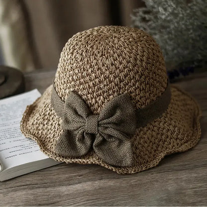 🏖️👒Elegantní pletený slaměný klobouk s mašlí