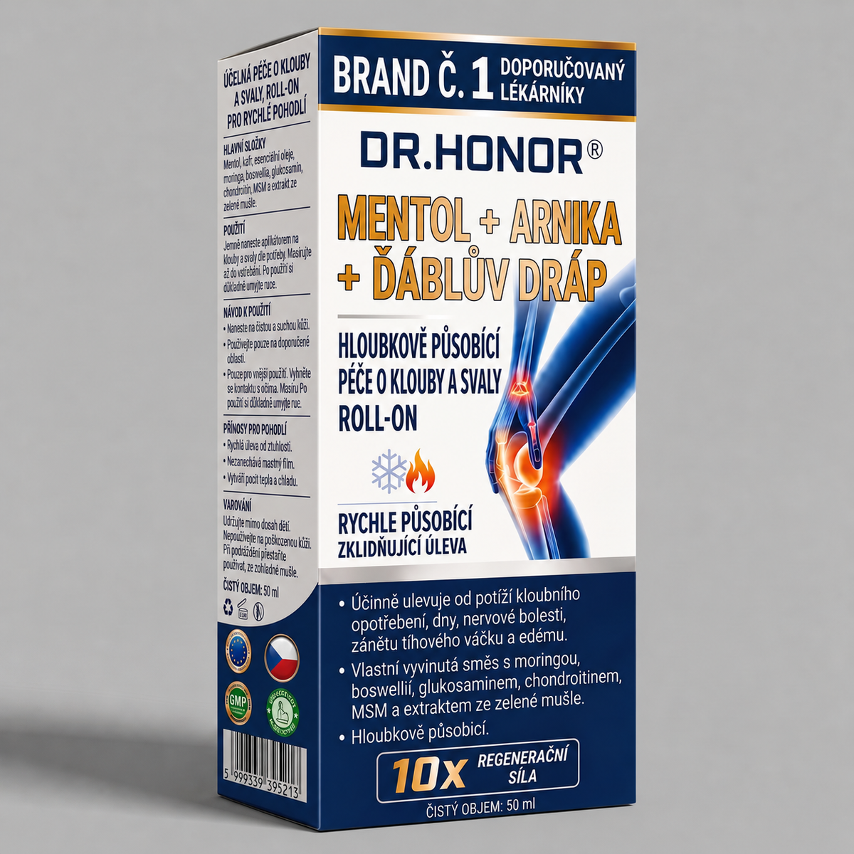 💥💥DR.HONOR® Menthol · Arnika · Ďáblův dráp 10 v 1 Roll-on pro péči o klouby a svaly | Na dnu, ztuhlost kloubů, otoky a bolesti svalů | Rychle se vstřebává, nezanechává mastný pocit
