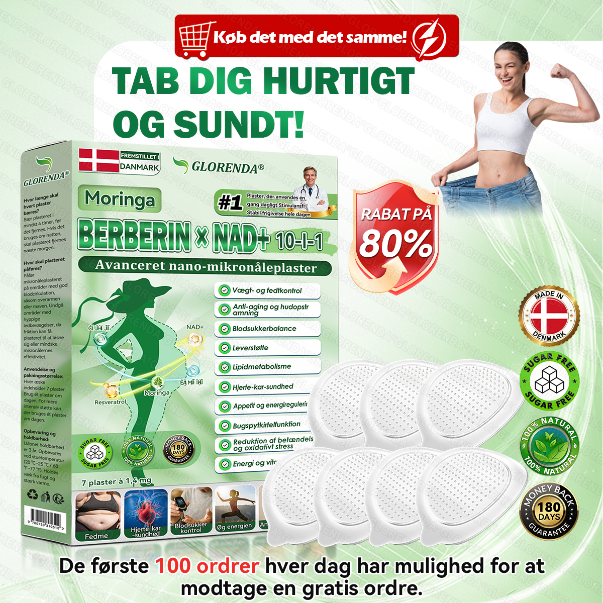 Oficiální vlajkový obchod | 👍👍 GLORENDA® Moringa · Berberin × NAD+ 10-2-0 Advanced Nano Microneedle Patch 🇩🇰 (Stačí jedna aplikace denně – viditelné výsledky za 7 dní)