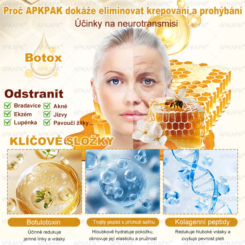 👩‍⚕️ Dermatologicky testováno 🐝 APKAPK® Včelí jed krém pro obnovu pleti – péče o vrásky, jizvy, skvrny a nedokonalosti