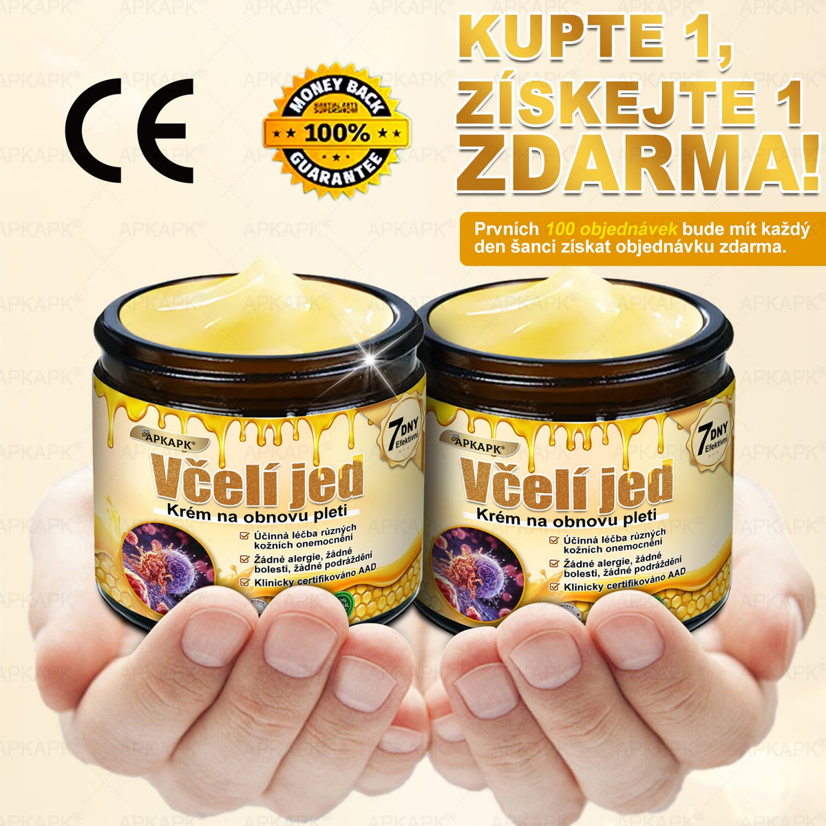 👩‍⚕️ Dermatologicky testováno 🐝 APKAPK® Včelí jed krém pro obnovu pleti – péče o vrásky, jizvy, skvrny a nedokonalosti