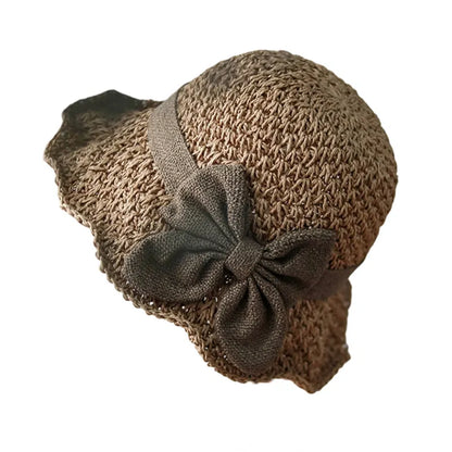 🏖️👒Elegantní pletený slaměný klobouk s mašlí